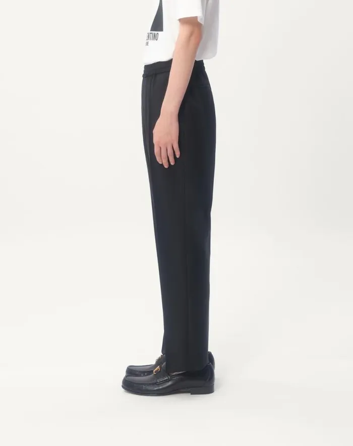 Valentino Pants And Shorts Man Wool Pants For Man In Dark Blue Dark Blue Valentino Pants And Shorts Man Wool Pants For Man In Dark Blue Dark Blue