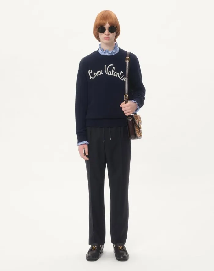 Valentino Pants And Shorts Man Wool Pants For Man In Dark Blue Dark Blue Valentino Pants And Shorts Man Wool Pants For Man In Dark Blue Dark Blue
