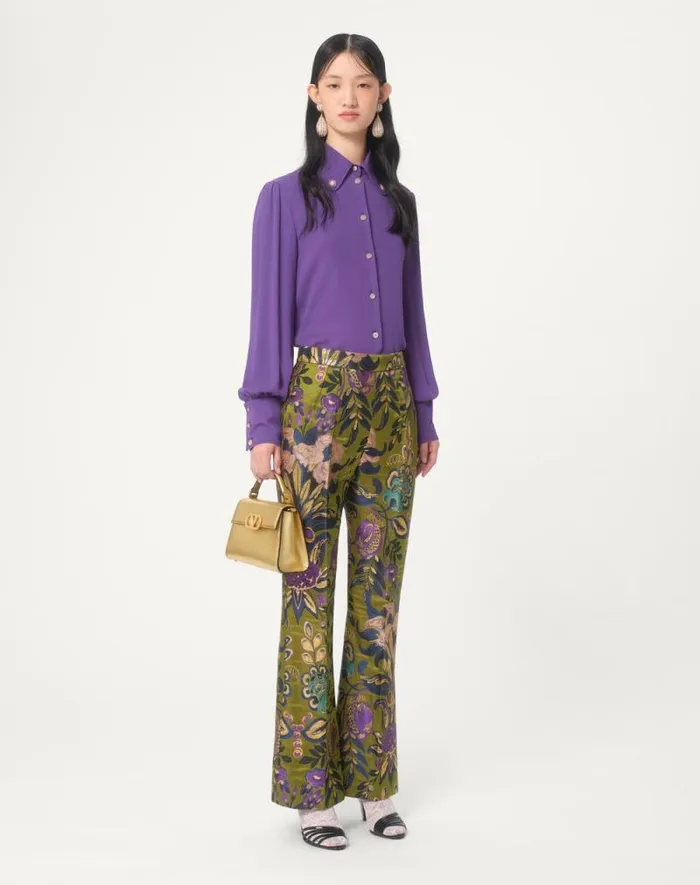 Valentino Pants And Shorts Woman Pants In Apres L039hiver Jacquard Floreale Lurex For Woman In Multicolor Multicolor Valentino Pants And Shorts Woman Pants In Apres L039hiver Jacquard Floreale Lurex For Woman In Multicolor Multicolor