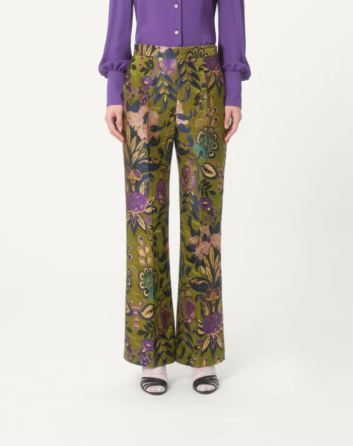 Valentino Pants And Shorts Woman Pants In Apres L039hiver Jacquard Floreale Lurex For Woman In Multicolor Multicolor Valentino Pants And Shorts Woman Pants In Apres L039hiver Jacquard Floreale Lurex For Woman In Multicolor Multicolor
