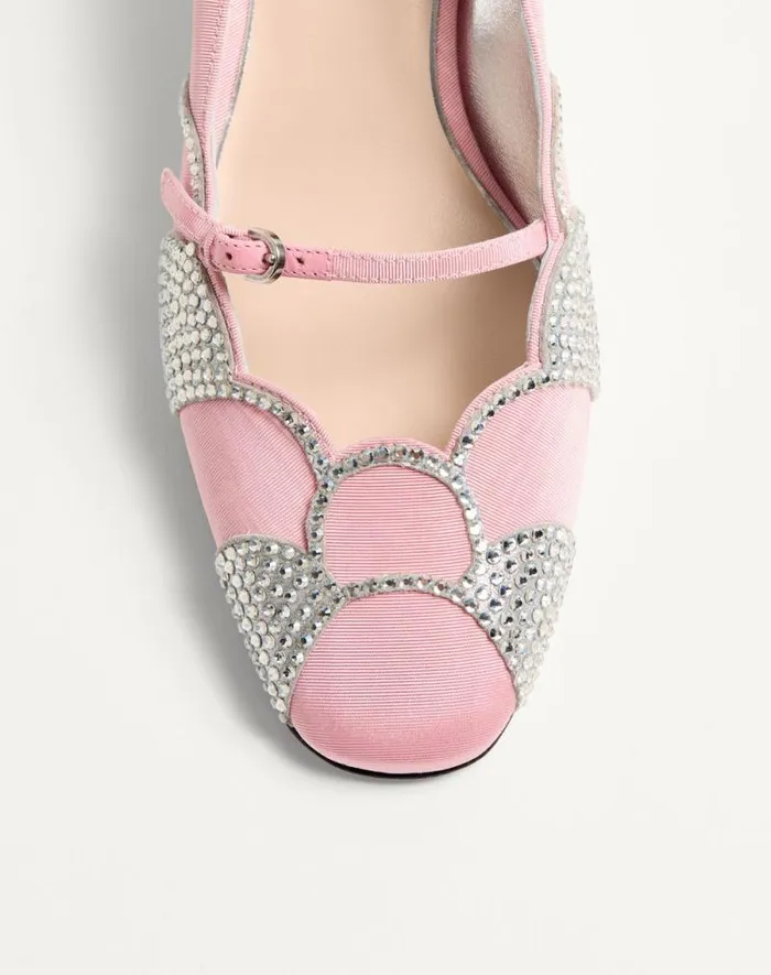 Valentino Pumps Woman Bowow Pumps In Moir Fabric With Crystals 45mm For Woman In Blacksilver Blacksilver Valentino Pumps Woman Bowow Pumps In Moir Fabric With Crystals 45mm For Woman In Blacksilver Blacksilver