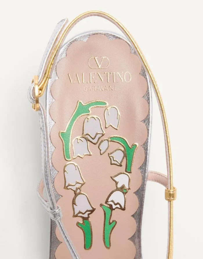 Valentino Pumps Woman Bowow Slingback Pumps In Laminated Nappa 45mm For Woman In Goldsilver Goldsilver Valentino Pumps Woman Bowow Slingback Pumps In Laminated Nappa 45mm For Woman In Goldsilver Goldsilver