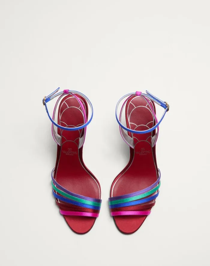 Valentino Sandals Woman Ladycrush Satin Sandal With Crystals 85mm For Woman In Multicolor Multicolor Valentino Sandals Woman Ladycrush Satin Sandal With Crystals 85mm For Woman In Multicolor Multicolor