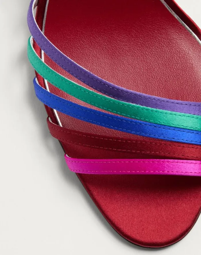 Valentino Sandals Woman Ladycrush Satin Sandal With Crystals 85mm For Woman In Multicolor Multicolor Valentino Sandals Woman Ladycrush Satin Sandal With Crystals 85mm For Woman In Multicolor Multicolor