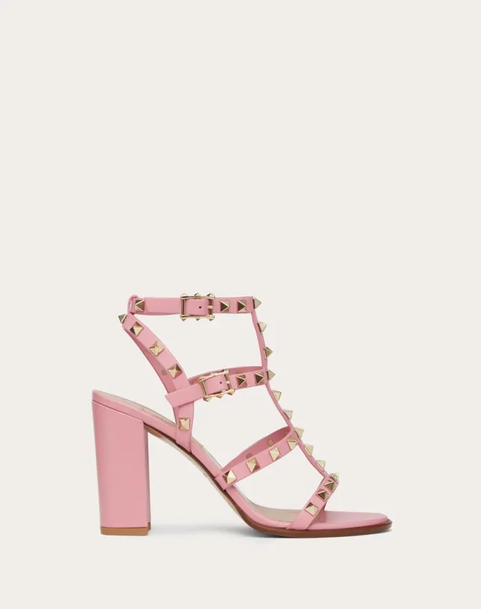 Valentino Sandals Woman Rockstud Ankle Strap Sandal 90 Mm For Woman In Black Black
