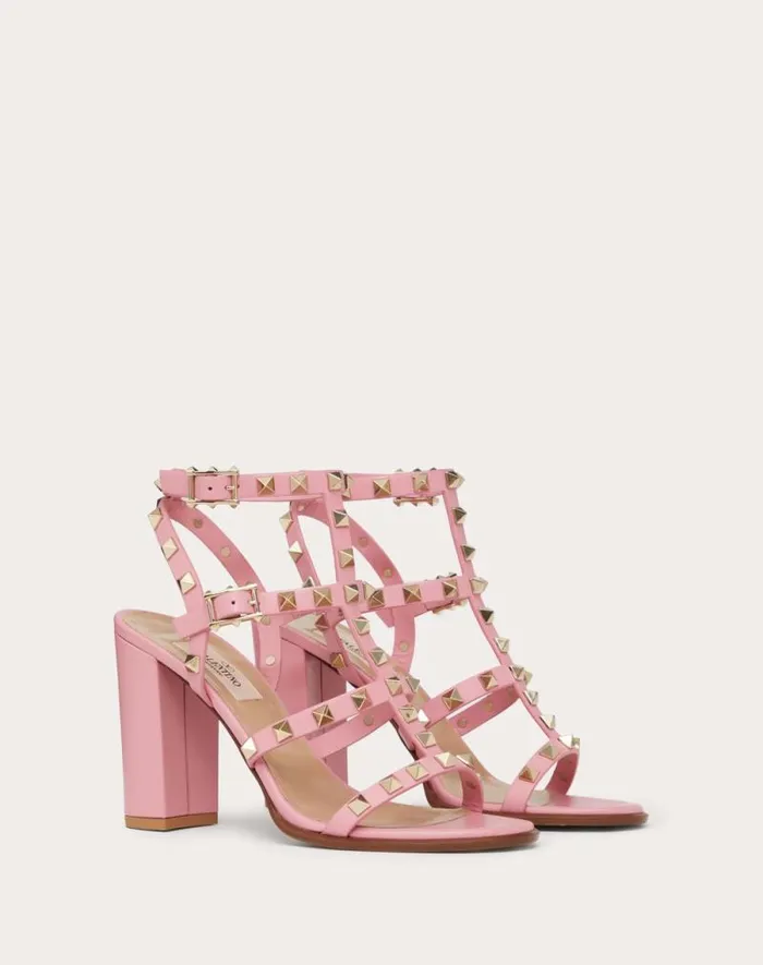Valentino Sandals Woman Rockstud Ankle Strap Sandal 90 Mm For Woman In Black Black