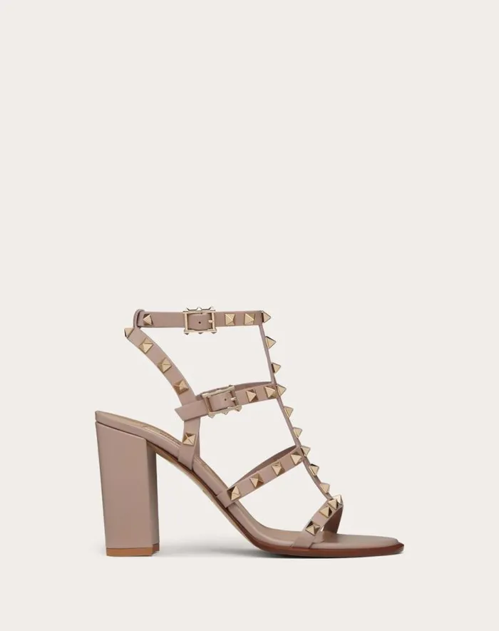 Valentino Sandals Woman Rockstud Ankle Strap Sandal 90 Mm For Woman In Black Black
