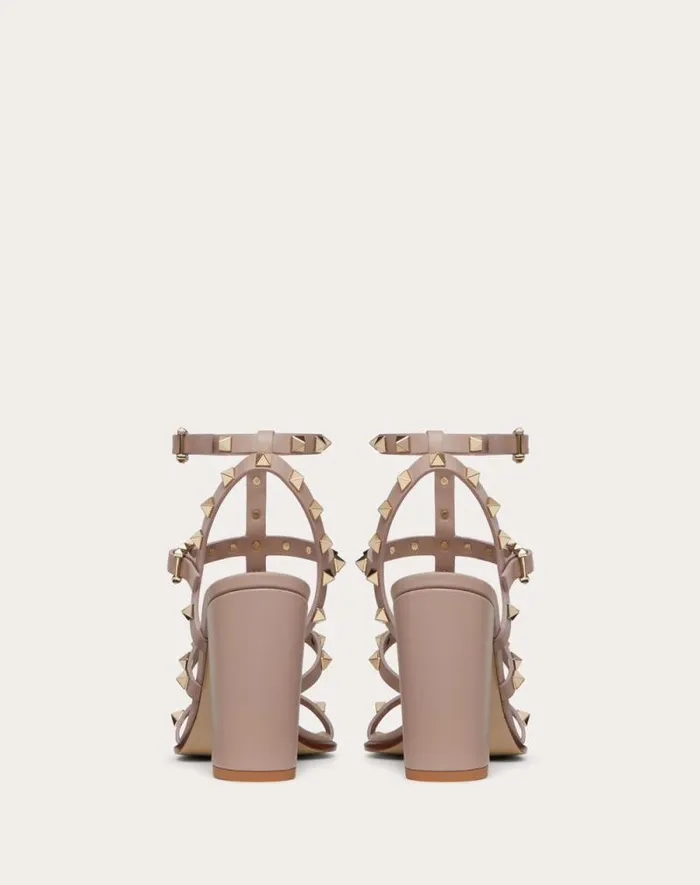 Valentino Sandals Woman Rockstud Ankle Strap Sandal 90 Mm For Woman In Black Black