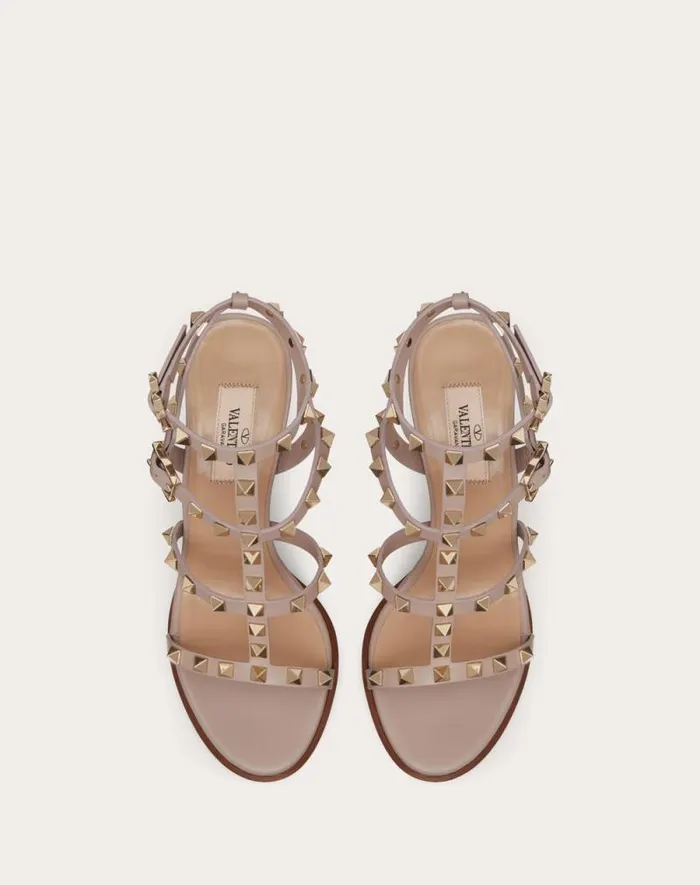 Valentino Sandals Woman Rockstud Ankle Strap Sandal 90 Mm For Woman In Black Black