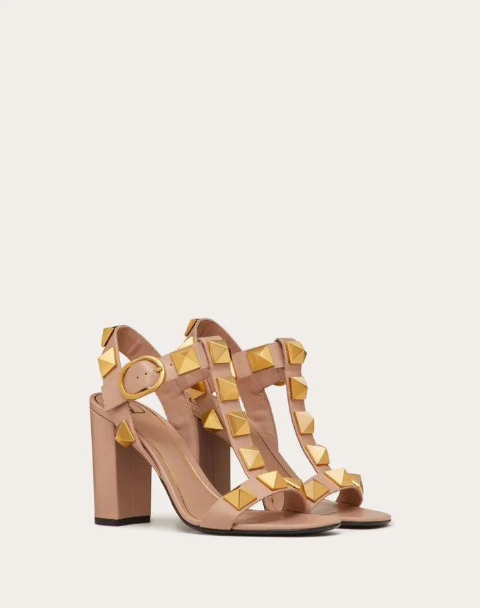Valentino Sandals Woman Roman Stud Calfskin Sandal 90 Mm For Woman In Rose Cannelle Rose Cannelle Valentino Sandals Woman Roman Stud Calfskin Sandal 90 Mm For Woman In Rose Cannelle Rose Cannelle