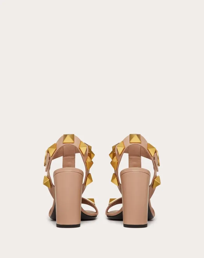 Valentino Sandals Woman Roman Stud Calfskin Sandal 90 Mm For Woman In Rose Cannelle Rose Cannelle Valentino Sandals Woman Roman Stud Calfskin Sandal 90 Mm For Woman In Rose Cannelle Rose Cannelle