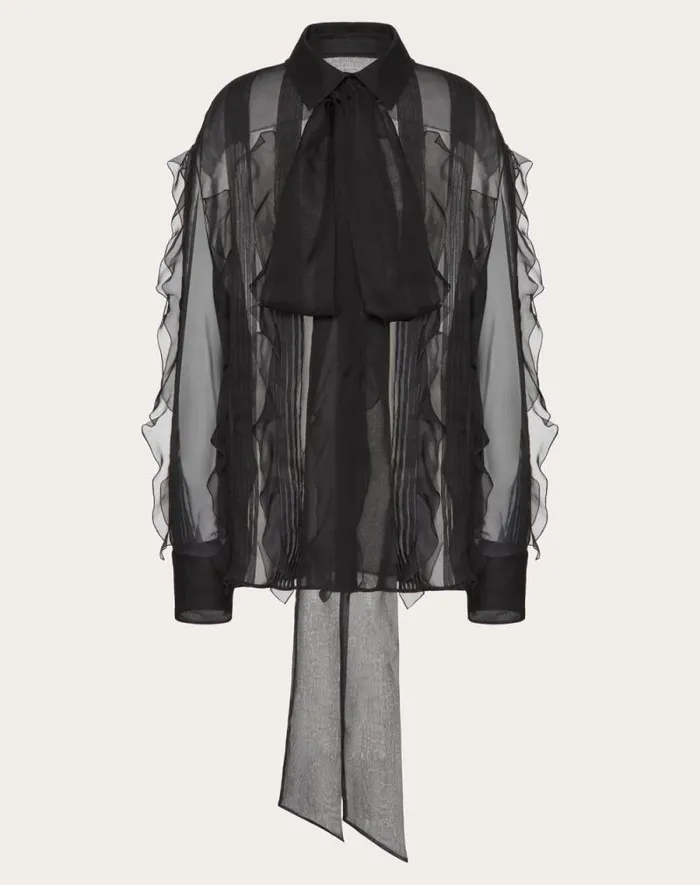 Valentino Shirts And Tops Woman Chiffon Blouse For Woman In Black Black