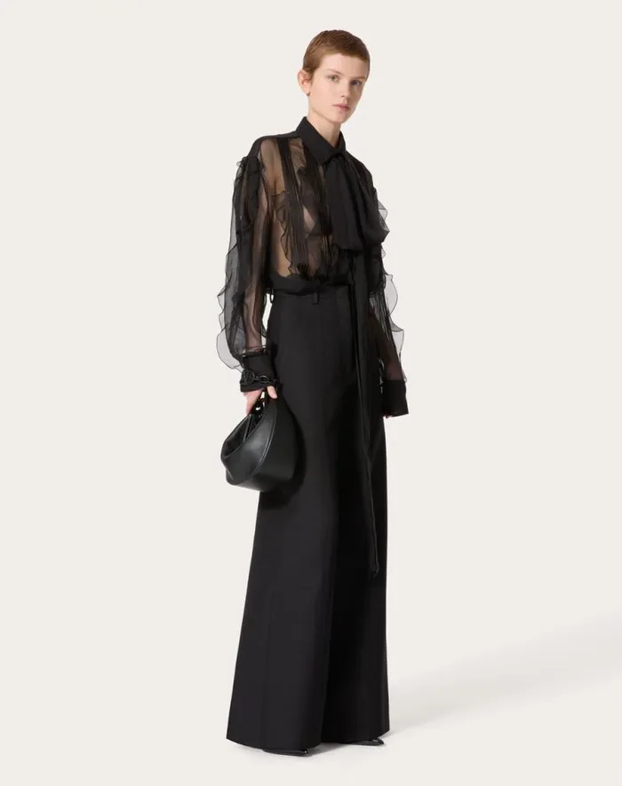 Valentino Shirts And Tops Woman Chiffon Blouse For Woman In Black Black Valentino Shirts And Tops Woman Chiffon Blouse For Woman In Black Black