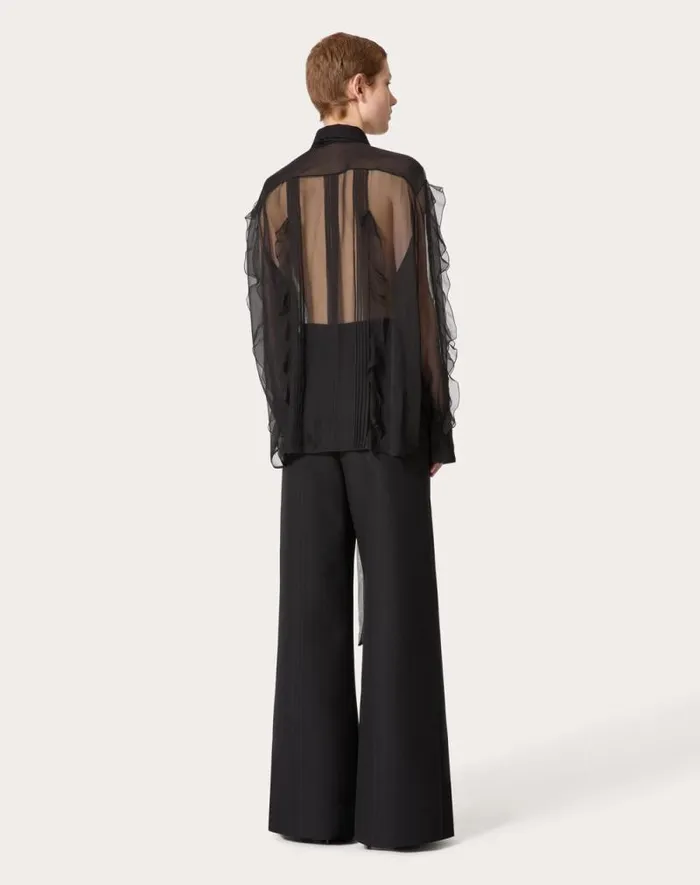 Valentino Shirts And Tops Woman Chiffon Blouse For Woman In Black Black Valentino Shirts And Tops Woman Chiffon Blouse For Woman In Black Black
