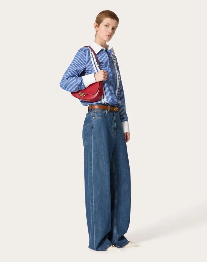 Valentino Shirts And Tops Woman Embroidered Contrails Popeline Shirt For Woman In Light Bluewhite Light Bluewhite Valentino Shirts And Tops Woman Embroidered Contrails Popeline Shirt For Woman In Light Bluewhite Light Bluewhite