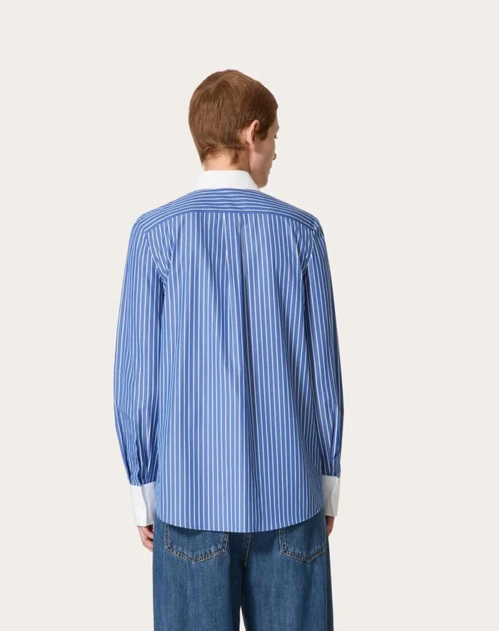 Valentino Shirts And Tops Woman Embroidered Contrails Popeline Shirt For Woman In Light Bluewhite Light Bluewhite Valentino Shirts And Tops Woman Embroidered Contrails Popeline Shirt For Woman In Light Bluewhite Light Bluewhite