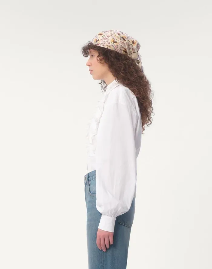Valentino Shirts And Tops Woman Embroidered Cotton And Linen Top For Woman In White White Valentino Shirts And Tops Woman Embroidered Cotton And Linen Top For Woman In White White