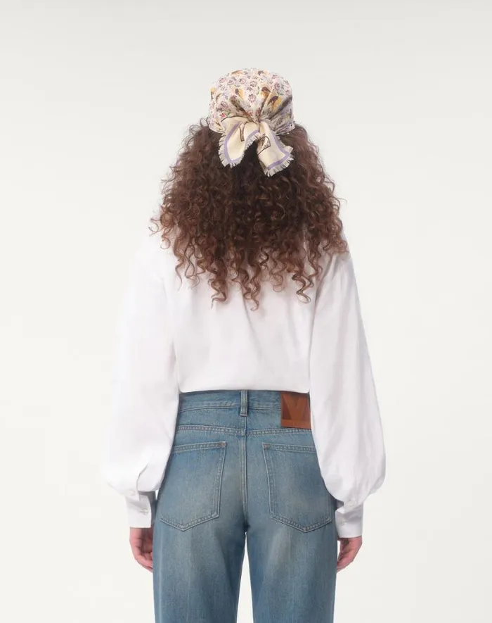 Valentino Shirts And Tops Woman Embroidered Cotton And Linen Top For Woman In White White Valentino Shirts And Tops Woman Embroidered Cotton And Linen Top For Woman In White White