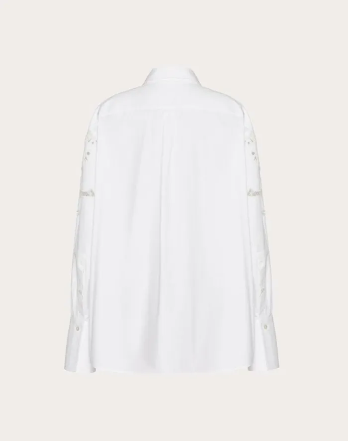 Valentino Shirts And Tops Woman Embroidered Cotton Popeline Shirt For Woman In Optic White Optic White Valentino Shirts And Tops Woman Embroidered Cotton Popeline Shirt For Woman In Optic White Optic White