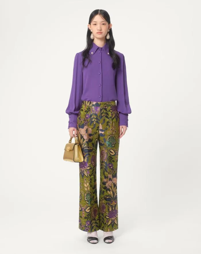 Valentino Shirts And Tops Woman Georgette Blouse For Woman In Violet Violet Valentino Shirts And Tops Woman Georgette Blouse For Woman In Violet Violet