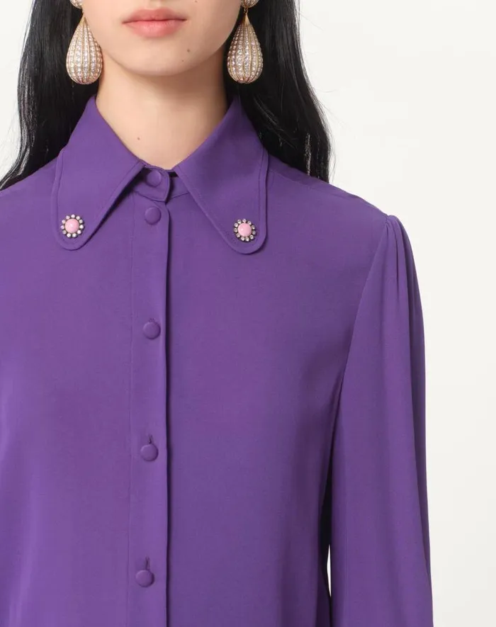 Valentino Shirts And Tops Woman Georgette Blouse For Woman In Violet Violet Valentino Shirts And Tops Woman Georgette Blouse For Woman In Violet Violet