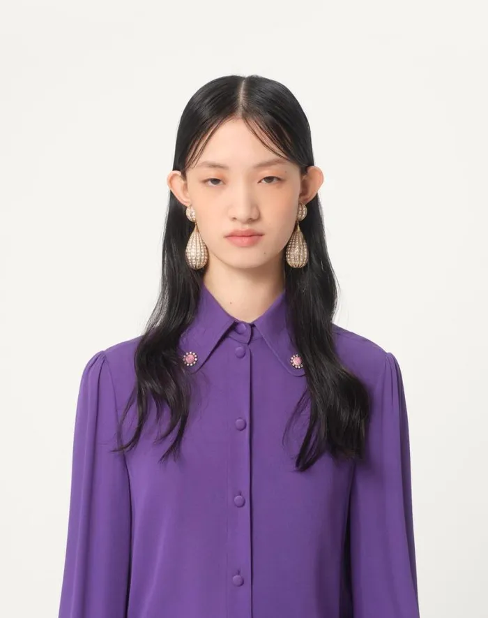 Valentino Shirts And Tops Woman Georgette Blouse For Woman In Violet Violet Valentino Shirts And Tops Woman Georgette Blouse For Woman In Violet Violet