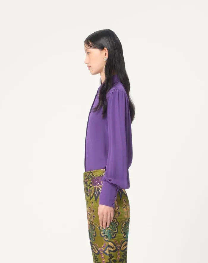 Valentino Shirts And Tops Woman Georgette Blouse For Woman In Violet Violet Valentino Shirts And Tops Woman Georgette Blouse For Woman In Violet Violet