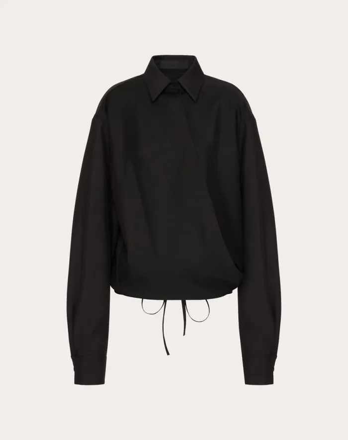 Valentino Shirts And Tops Woman Techno Light Wool Shirt For Woman In Black Black