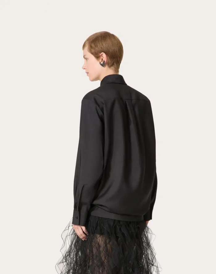 Valentino Shirts And Tops Woman Techno Light Wool Shirt For Woman In Black Black