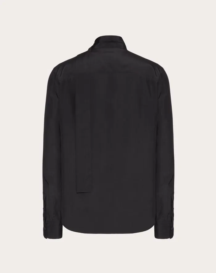 Valentino Shirts Man Silk Shirt With Scarf Detail At Neck For Man In Ivory Ivory