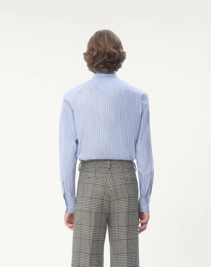 Valentino Shirts Man Vlogo Embroidered Cotton Shirt For Man In Whiteazure Whiteazure