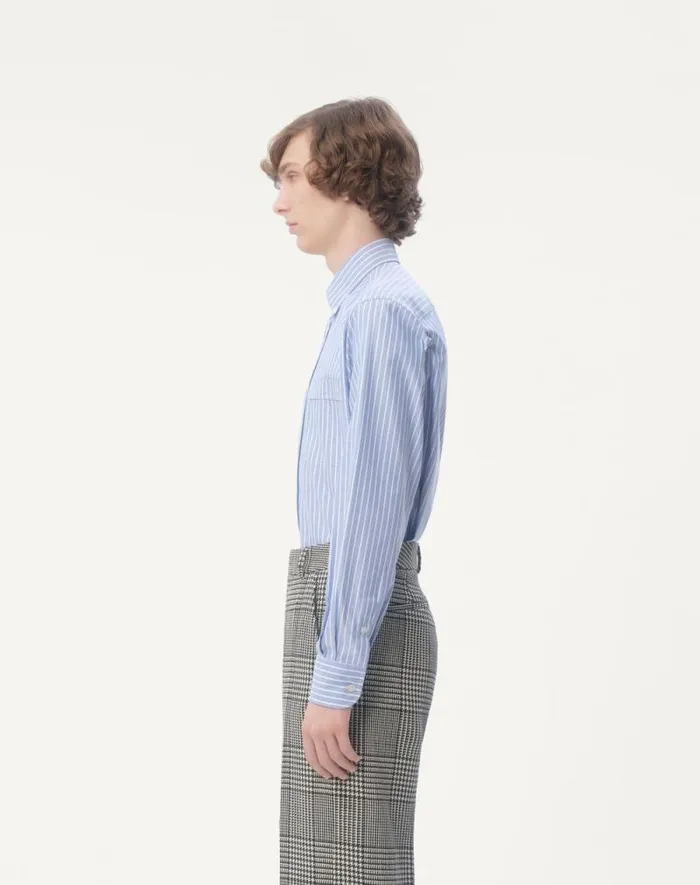 Valentino Shirts Man Vlogo Embroidered Cotton Shirt For Man In Whiteazure Whiteazure
