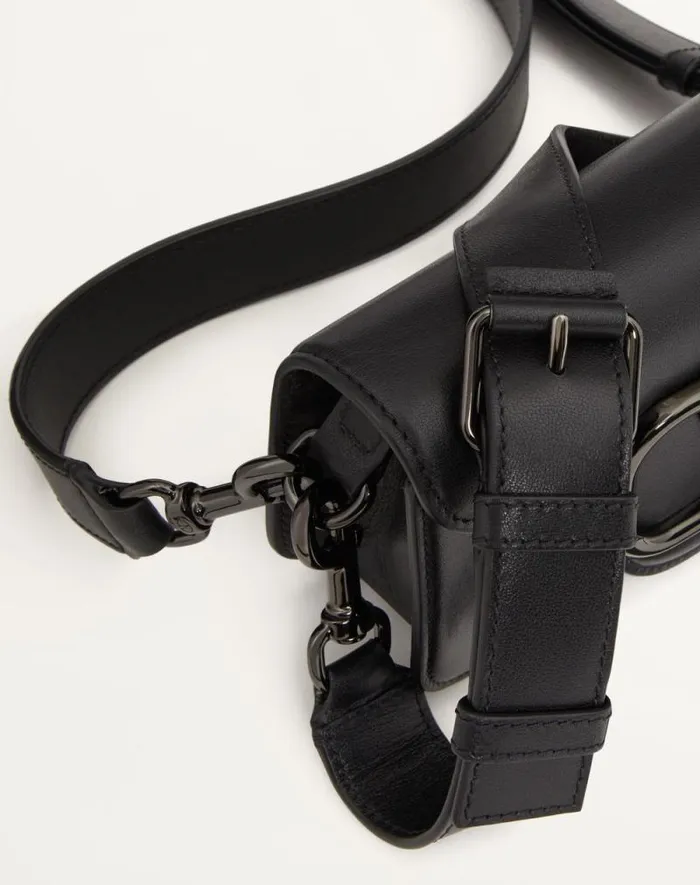 Valentino Shoulder Bags Man Mini Valentino Garavani Loc Crossbody Calfskin Bag For Man In Black Black