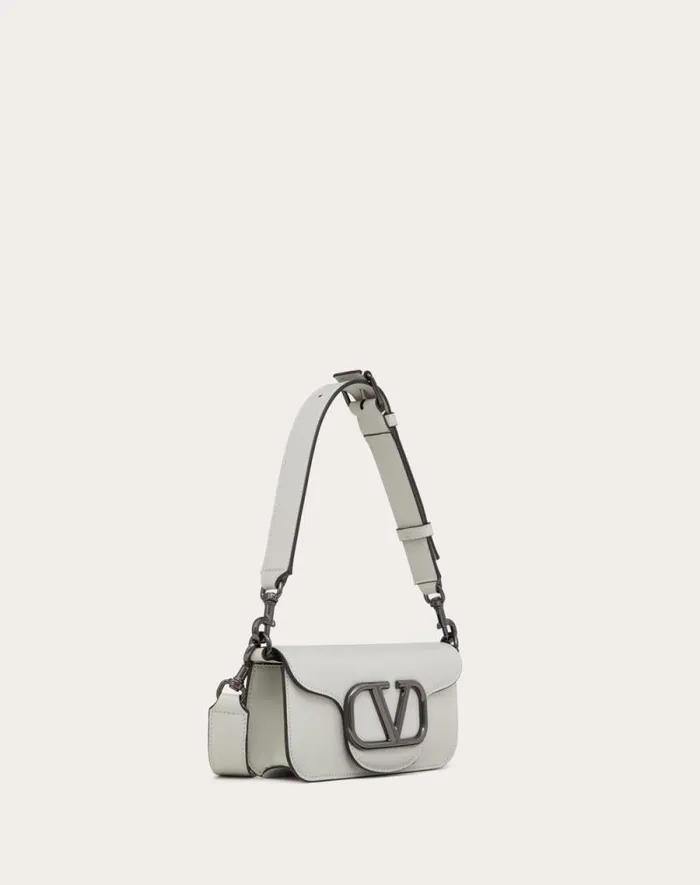 Valentino Shoulder Bags Man Mini Valentino Garavani Loc Crossbody Calfskin Bag For Man In Black Black