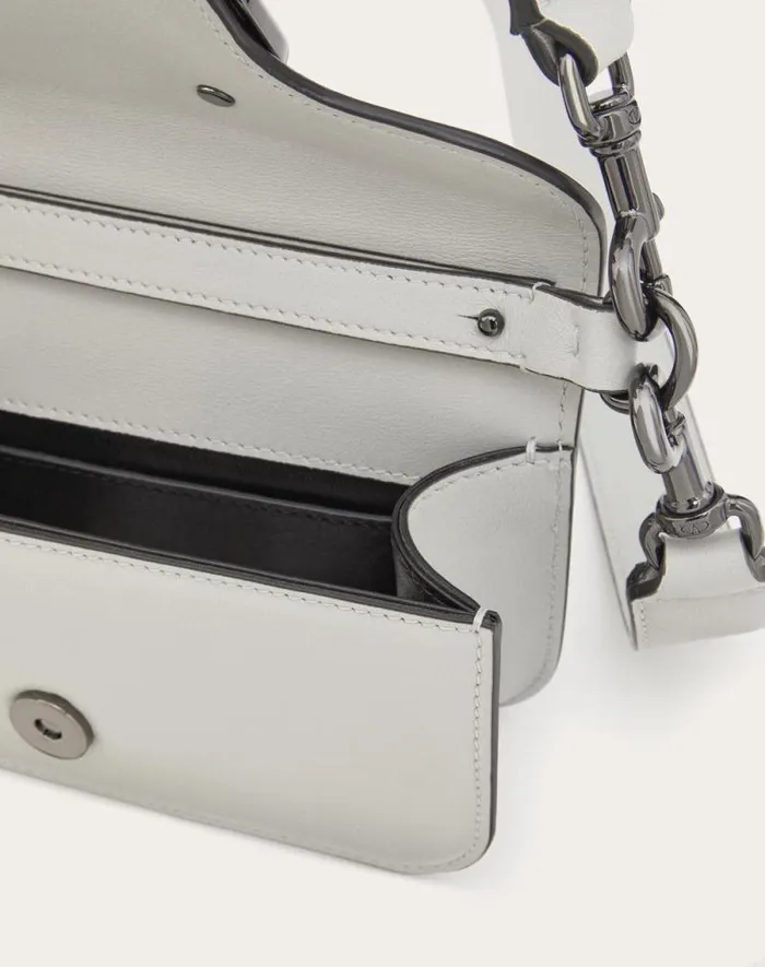 Valentino Shoulder Bags Man Mini Valentino Garavani Loc Crossbody Calfskin Bag For Man In Black Black