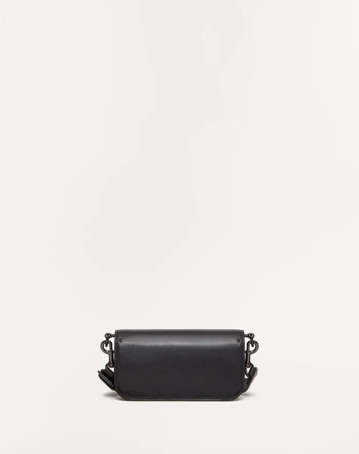 Valentino Shoulder Bags Man Mini Valentino Garavani Loc Crossbody Calfskin Bag For Man In Black Black
