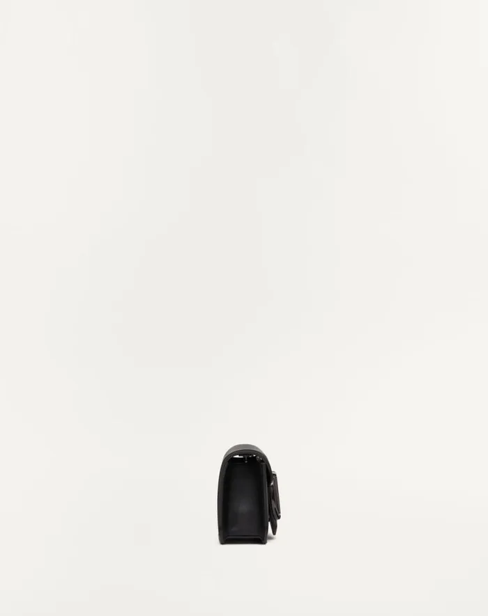 Valentino Shoulder Bags Man Mini Valentino Garavani Loc Crossbody Calfskin Bag For Man In Black Black