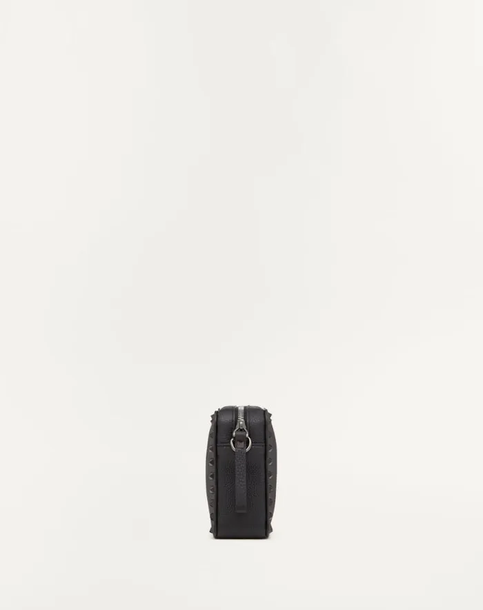 Valentino Shoulder Bags Man Rockstud Grainy Calfskin Crossbody Bag For Man In Black Black Valentino Shoulder Bags Man Rockstud Grainy Calfskin Crossbody Bag For Man In Black Black