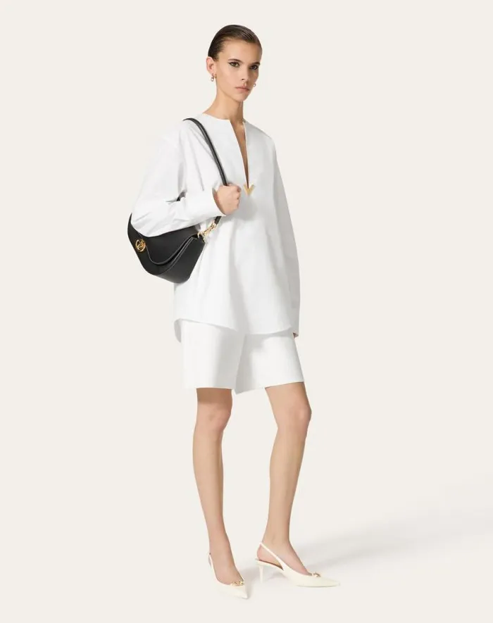 Valentino Shoulder Bags Woman Small Valentino Garavani Ohval Shoulder Bag In Nappa Calfskin For Woman In Ivory Ivory