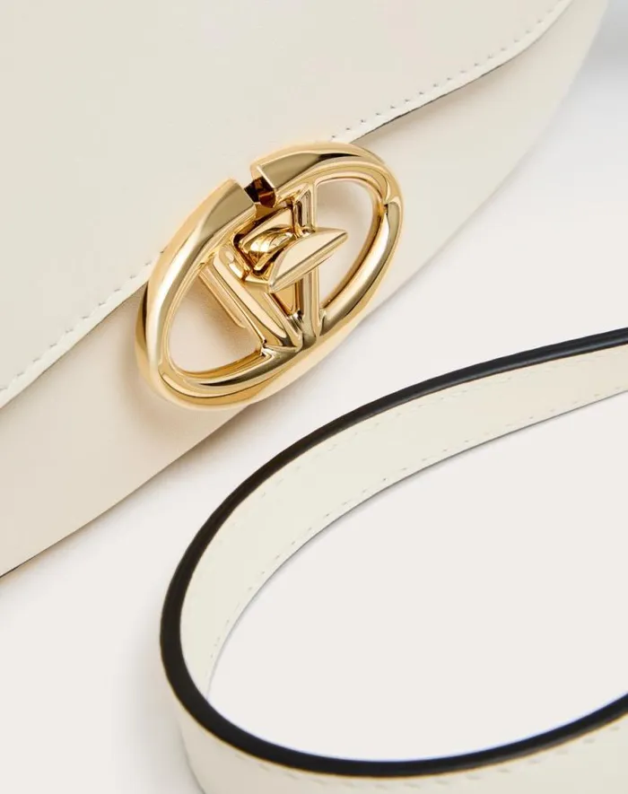 Valentino Shoulder Bags Woman Small Valentino Garavani Ohval Shoulder Bag In Nappa Calfskin For Woman In Ivory Ivory