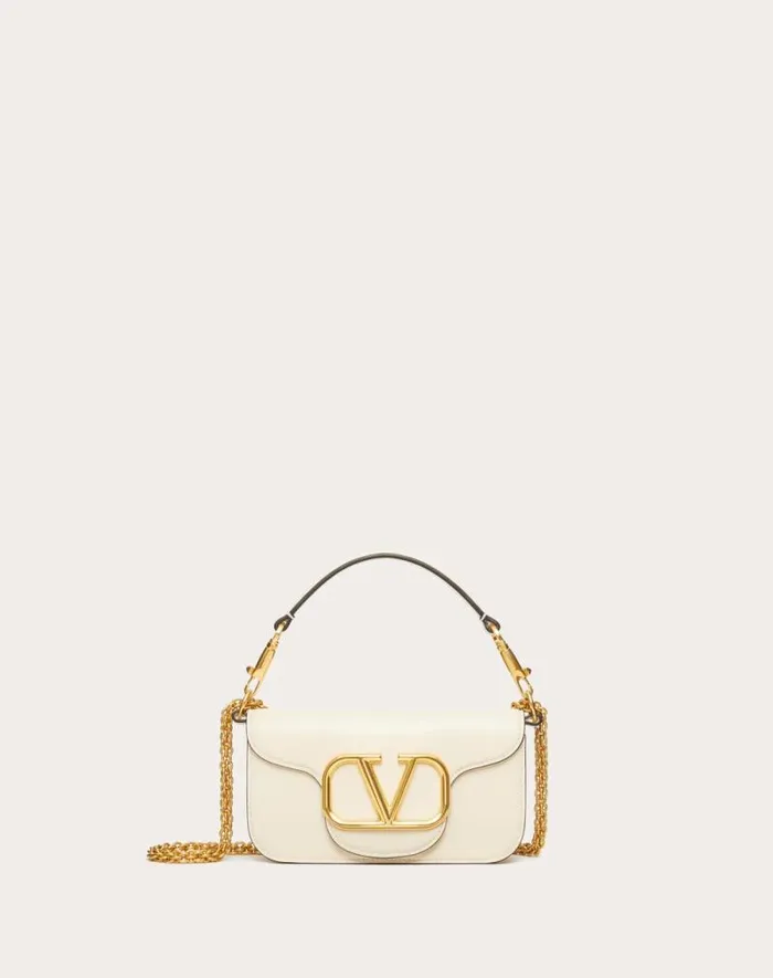 Valentino Shoulder Bags Woman Valentino Garavani Loc Small Shoulder Bag In Calfskin For Woman In Light Ivory Light Ivory
