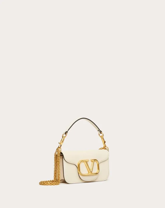 Valentino Shoulder Bags Woman Valentino Garavani Loc Small Shoulder Bag In Calfskin For Woman In Light Ivory Light Ivory