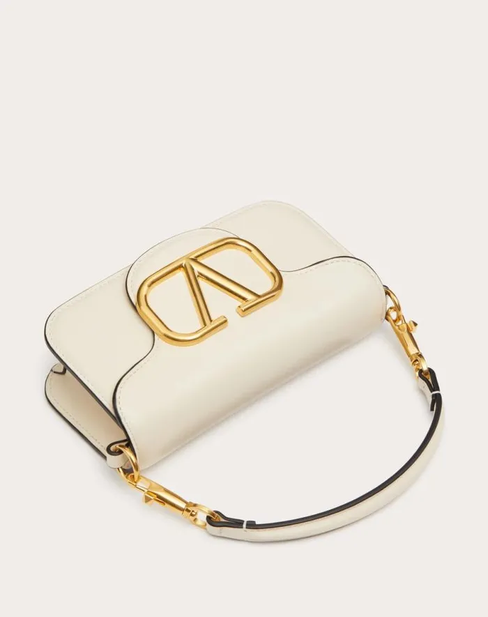 Valentino Shoulder Bags Woman Valentino Garavani Loc Small Shoulder Bag In Calfskin For Woman In Light Ivory Light Ivory