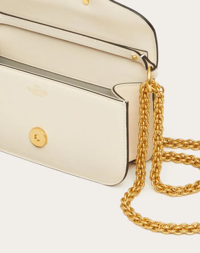 Valentino Shoulder Bags Woman Valentino Garavani Loc Small Shoulder Bag In Calfskin For Woman In Light Ivory Light Ivory