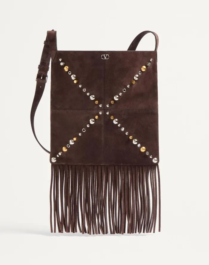 Valentino Shoulder Bags Woman Valentino Garavani Nellcte Suede Shoulder Bag With Fringes For Woman In Brown Brown Valentino Shoulder Bags Woman Valentino Garavani Nellcte Suede Shoulder Bag With Fringes For Woman In Brown Brown