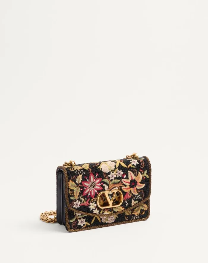 Valentino Shoulder Bags Woman Valentino Garavani Vain Embroidered Shoulder Bag For Woman In Multicolorblack Multicolorblack Valentino Shoulder Bags Woman Valentino Garavani Vain Embroidered Shoulder Bag For Woman In Multicolorblack Multicolorblack