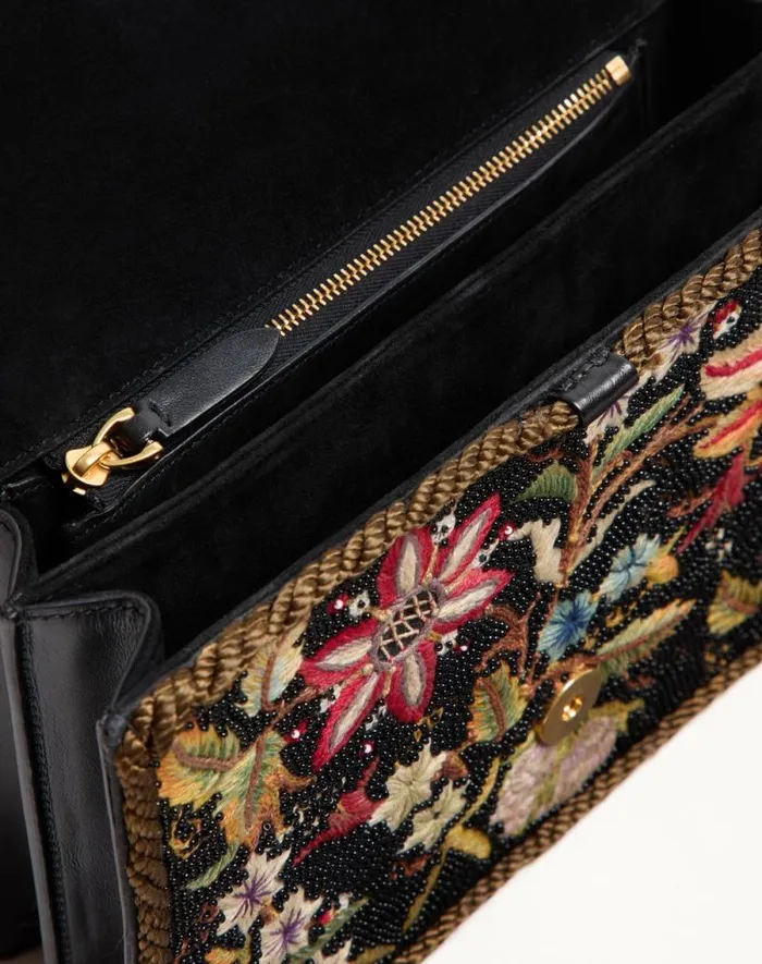Valentino Shoulder Bags Woman Valentino Garavani Vain Embroidered Shoulder Bag For Woman In Multicolorblack Multicolorblack Valentino Shoulder Bags Woman Valentino Garavani Vain Embroidered Shoulder Bag For Woman In Multicolorblack Multicolorblack