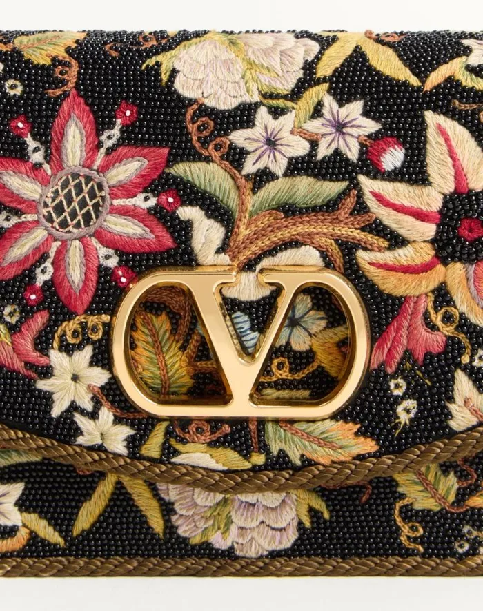 Valentino Shoulder Bags Woman Valentino Garavani Vain Embroidered Shoulder Bag For Woman In Multicolorblack Multicolorblack Valentino Shoulder Bags Woman Valentino Garavani Vain Embroidered Shoulder Bag For Woman In Multicolorblack Multicolorblack