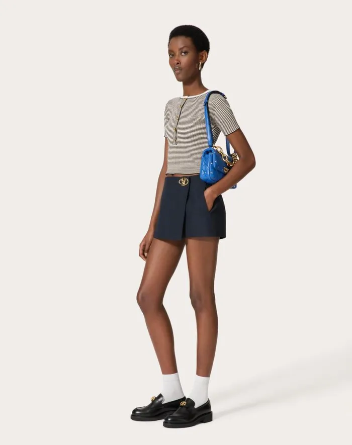 Valentino Skirts Woman Crepe Couture Skort For Woman In Navy Navy Valentino Skirts Woman Crepe Couture Skort For Woman In Navy Navy
