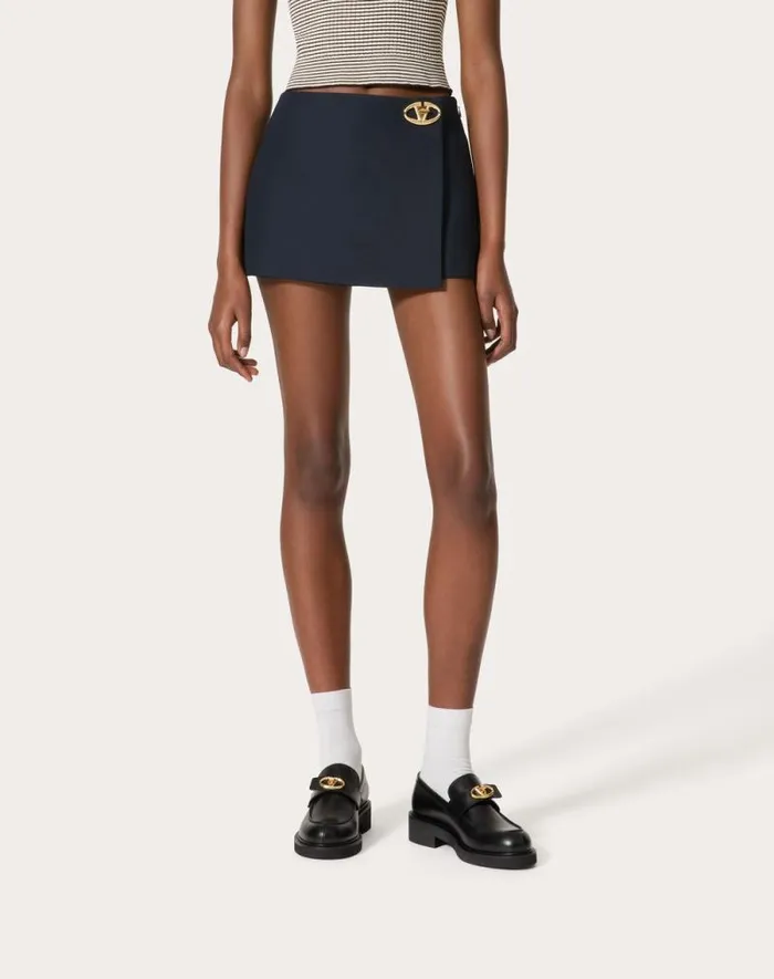 Valentino Skirts Woman Crepe Couture Skort For Woman In Navy Navy Valentino Skirts Woman Crepe Couture Skort For Woman In Navy Navy